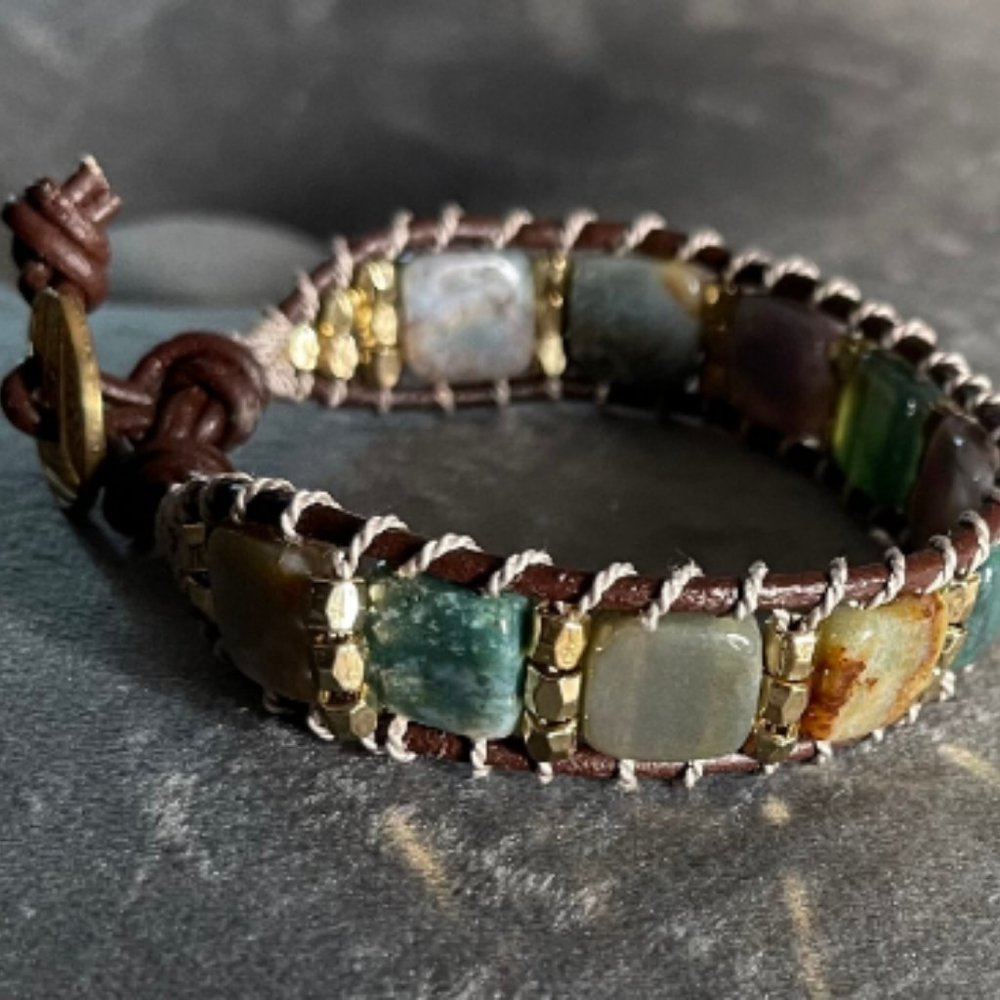 Fancy Jasper Leather Bracelet